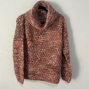 Elsamanda fall chunky knit turtle neck sweater maroon orange S